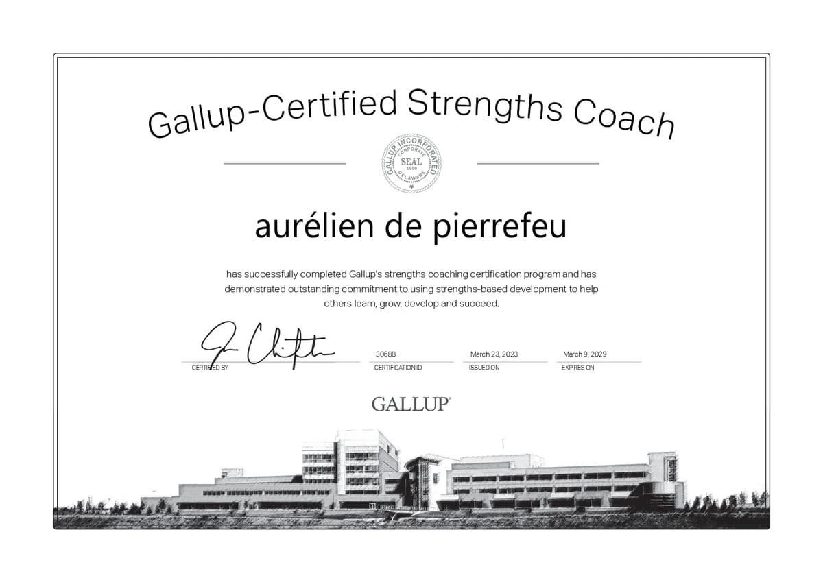 Certificat Officiel Gallup - Aurélien de Pierrefeu